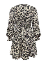 Load image into Gallery viewer, Leopard V-Neck Flounce Sleeve Dress
