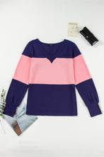 Load image into Gallery viewer, Color Block V-Neck Long Sleeve Top