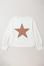 Load image into Gallery viewer, Plus Size Studded Star Round Neck Long Sleeve Blouse