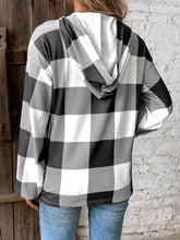 Load image into Gallery viewer, Plaid Dropped Shoulder Long Sleeve Hoodie