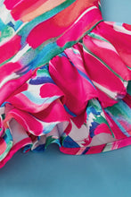 Load image into Gallery viewer, Ruffled Printed Notched Cap Sleeve Blouse