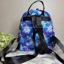 Load image into Gallery viewer, Mini Backpack - Christmas Blue Purple Snowflake - PREORDER ENS 10/20