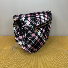 Load image into Gallery viewer, The Roni Nylon Crossbody - Black Pink Plaid
