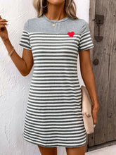 Load image into Gallery viewer, Striped Round Neck Short Sleeve Mini Dress
