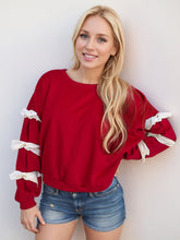 Load image into Gallery viewer, Contrast Bow Round Neck Long Sleeve Sweatshirt