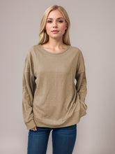 Load image into Gallery viewer, Side Slit Round Neck Long Sleeve T-Shirt