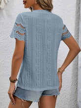 Load image into Gallery viewer, Full Size Eyelet Round Neck Short Sleeve Top