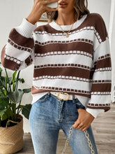 Load image into Gallery viewer, Striped Round Neck Long Sleeve Sweater