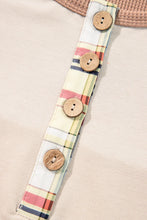 Load image into Gallery viewer, Plus Size Waffle-Knit Detail Plaid Round Neck Top