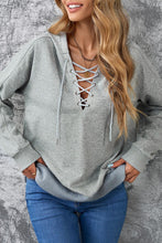 Load image into Gallery viewer, Lace Up Long Sleeve Hoodie
