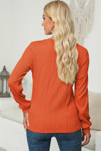 Load image into Gallery viewer, Textured Round Neck Long Sleeve Blouse