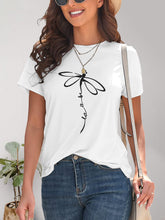 Load image into Gallery viewer, Dragonfly Graphic Round Neck Short Sleeve T-Shirt