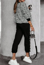 Load image into Gallery viewer, Letter M Leopard Round Neck Top and Pants Set
