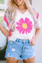 Load image into Gallery viewer, Daisy Graphic V-Neck Half Sleeve T-Shirt