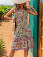 Load image into Gallery viewer, Printed Tie Neck Sleeveless Dress