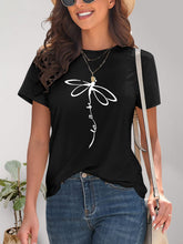 Load image into Gallery viewer, Dragonfly Graphic Round Neck Short Sleeve T-Shirt