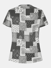 Load image into Gallery viewer, Printed Notched Short Sleeve Blouse