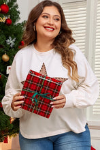 Load image into Gallery viewer, Plus Size Studded Star Round Neck Long Sleeve Blouse