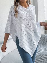 Load image into Gallery viewer, Cable-Knit Openwork Three-Quarter Sleeve Sweater