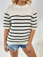Load image into Gallery viewer, Striped Round Neck Half Sleeve Knit Top
