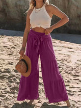 Load image into Gallery viewer, Tied Ruched Wide Leg Pants