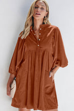 Load image into Gallery viewer, Corduroy Quarter Snap Three-Quarter Sleeve Dress