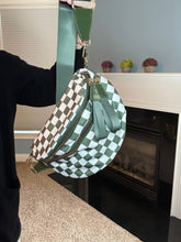Load image into Gallery viewer, Roni - Checkered - Nylon Crossbody - Dark Green -