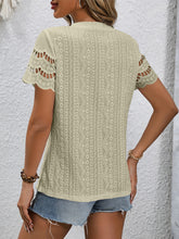 Load image into Gallery viewer, Full Size Eyelet Round Neck Short Sleeve Top