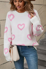 Load image into Gallery viewer, Angel Wings Heart Round Neck Dropped Shoulder Long Sleeve Sweater