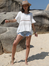 Load image into Gallery viewer, Lace Detail Round Neck Half Sleeve Blouse