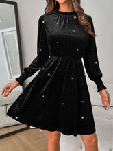 Load image into Gallery viewer, Glitter Mock Neck Long Sleeve Mini Dress