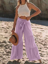 Load image into Gallery viewer, Tied Ruched Wide Leg Pants