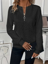 Load image into Gallery viewer, Texture Half Zip Long Sleeve Sweatshirt