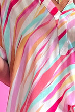 Load image into Gallery viewer, Color Block V-Neck Half Sleeve Blouse