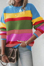 Load image into Gallery viewer, Contrast Round Neck Dropped Shoulder Sweater