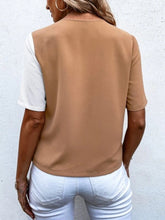 Load image into Gallery viewer, Decorative Button Surplice Short Sleeve Blouse
