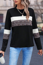 Load image into Gallery viewer, Leopard Round Neck Long Sleeve Blouse