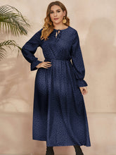 Load image into Gallery viewer, Plus Size Ruffled Polka Dot Long Sleeve Midi Dress