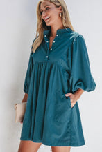 Load image into Gallery viewer, Corduroy Quarter Snap Three-Quarter Sleeve Dress
