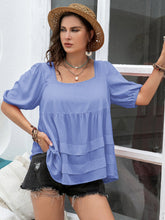 Load image into Gallery viewer, Plus Size Square Neck Half Sleeve Blouse