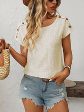 Load image into Gallery viewer, Mandy Eyelet Round Neck Short Sleeve Top