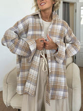Load image into Gallery viewer, Plaid Collared Neck Dropped Shoulder Shirt