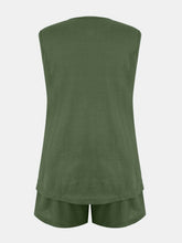 Load image into Gallery viewer, Full Size Waffle-Knit Notched Top and Shorts Set