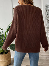 Load image into Gallery viewer, Contrast Dropped Shoulder Long Sleeve Sweater
