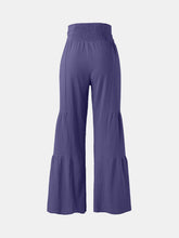 Load image into Gallery viewer, Tied Ruched Wide Leg Pants