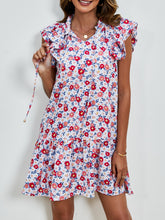 Load image into Gallery viewer, Tied Floral Cap Sleeve Mini Dress