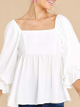 Load image into Gallery viewer, Smocked Square Neck Flounce Sleeve Blouse