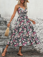 Load image into Gallery viewer, Smocked Printed Halter Neck Midi Dress