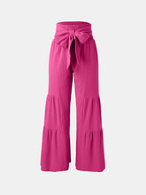 Load image into Gallery viewer, Tied Ruched Wide Leg Pants