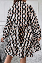 Load image into Gallery viewer, Plus Size Printed Johnny Collar Long Sleeve Dress